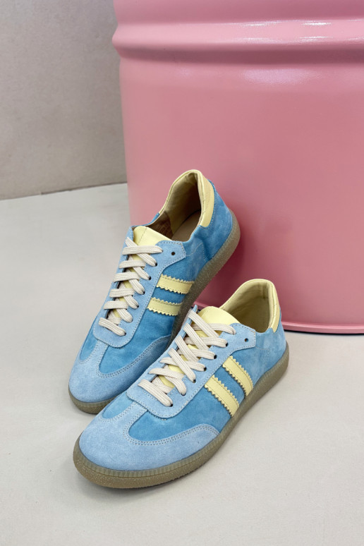 Sneakers in suede azzurro chiaro Zazoo N1068