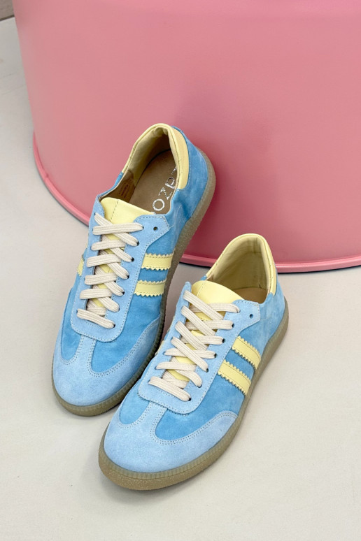 Sneakers in suede azzurro chiaro Zazoo N1068