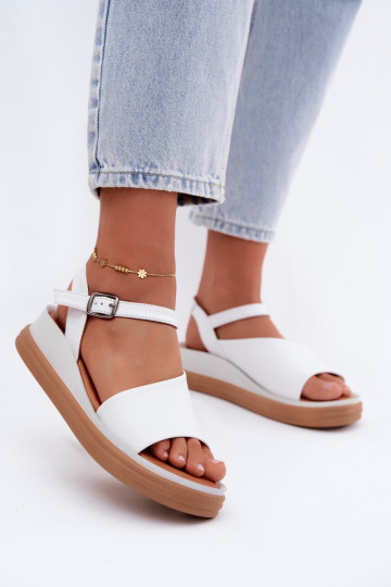 Sandali bianchi da donna con piattaforma