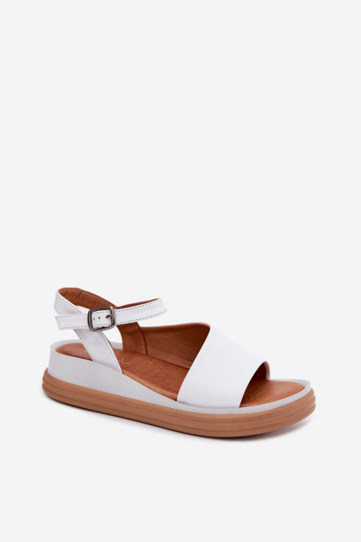 Sandali bianchi da donna con piattaforma