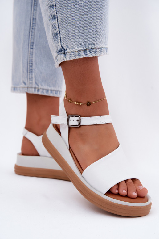Sandali bianchi da donna con piattaforma