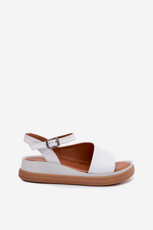 Sandali bianchi da donna con piattaforma