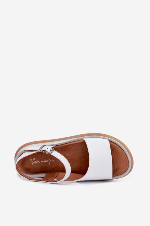 Sandali bianchi da donna con piattaforma