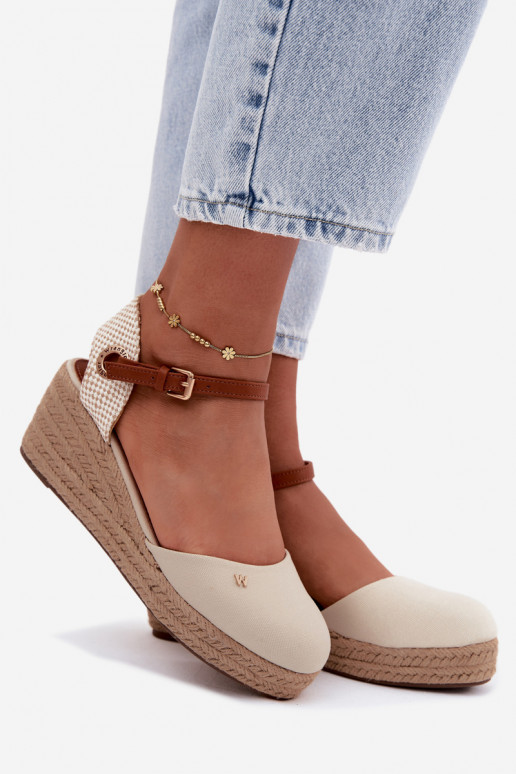 Espadrillas color sabbia con piattaforma