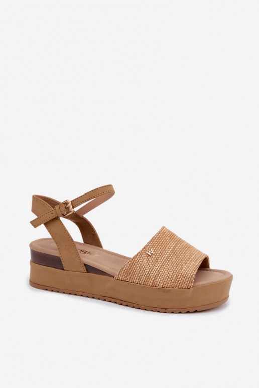 Sandali color sabbia da donna con piattaforma