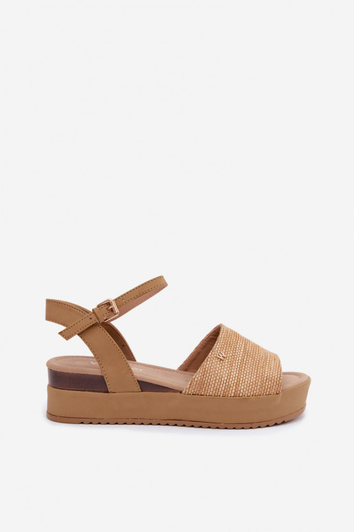 Sandali color sabbia da donna con piattaforma