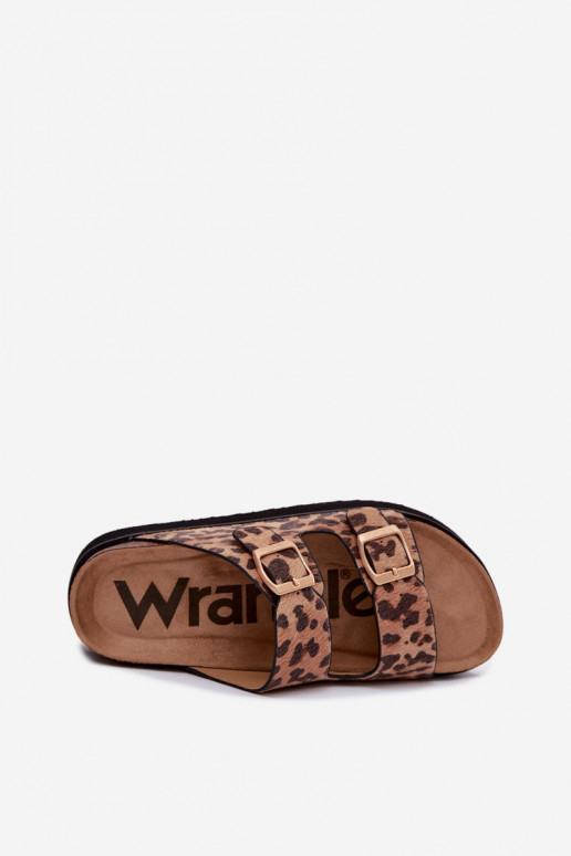 Pantofole da donna con piattaforma e fibbie, stampa leopardata