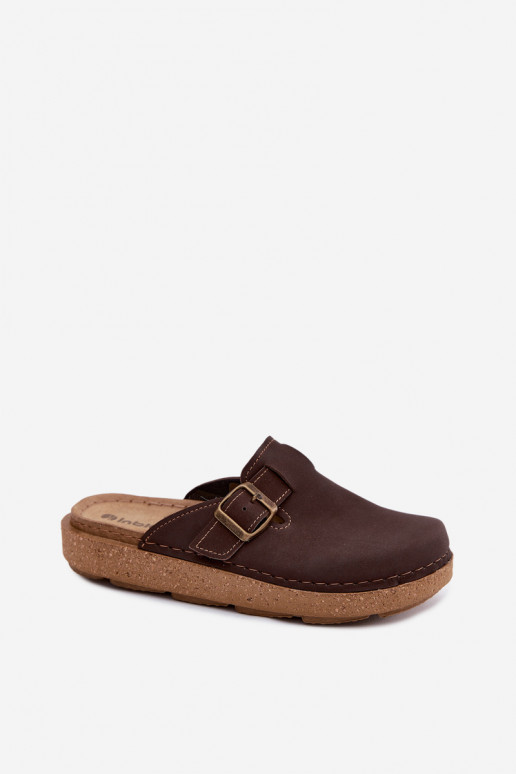 Pantofole con fibbie Inblu, colore cioccolato
