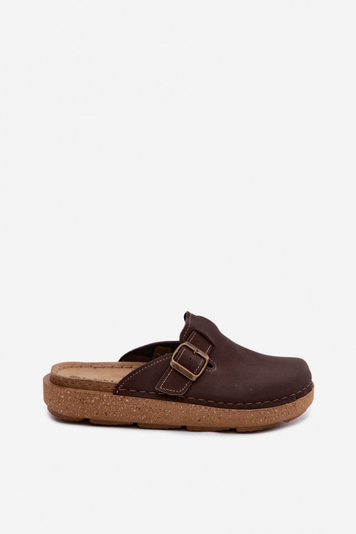Pantofole con fibbie Inblu, colore cioccolato