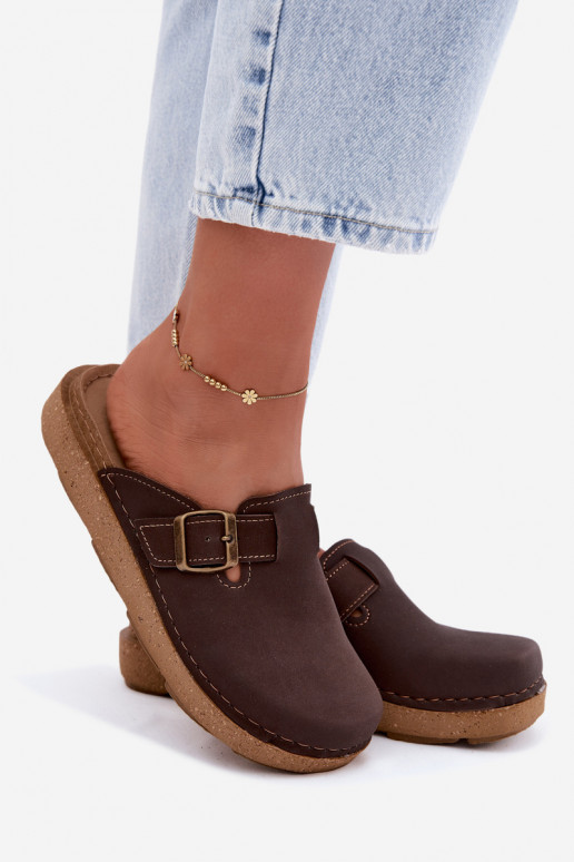 Pantofole con fibbie Inblu, colore cioccolato