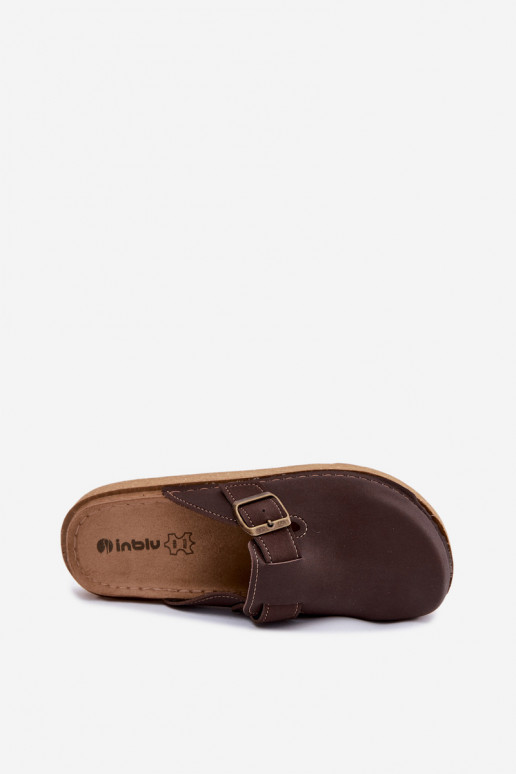 Pantofole con fibbie Inblu, colore cioccolato