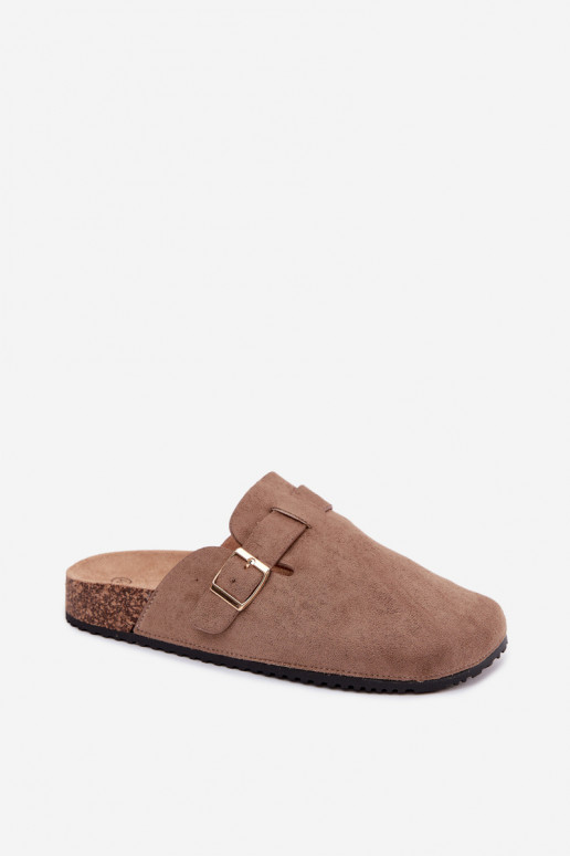 Zoccoli da donna con fibbie dorate in khaki Alpine