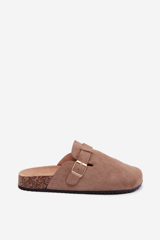 Zoccoli da donna con fibbie dorate in khaki Alpine