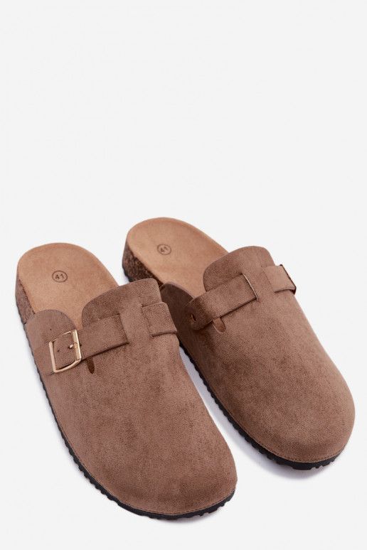 Zoccoli da donna con fibbie dorate in khaki Alpine