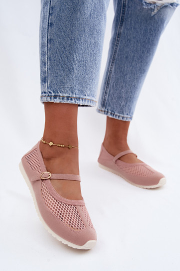 Ballerine in rete con cinturini rosa Chicca
