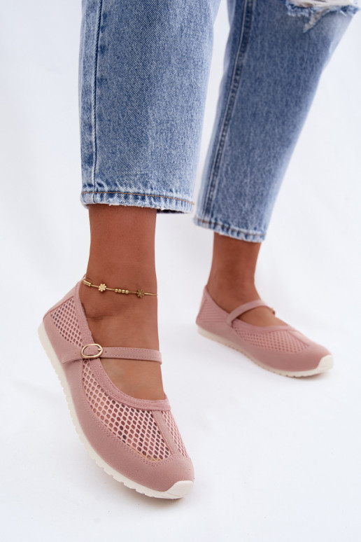 Ballerine in rete con cinturini rosa Chicca