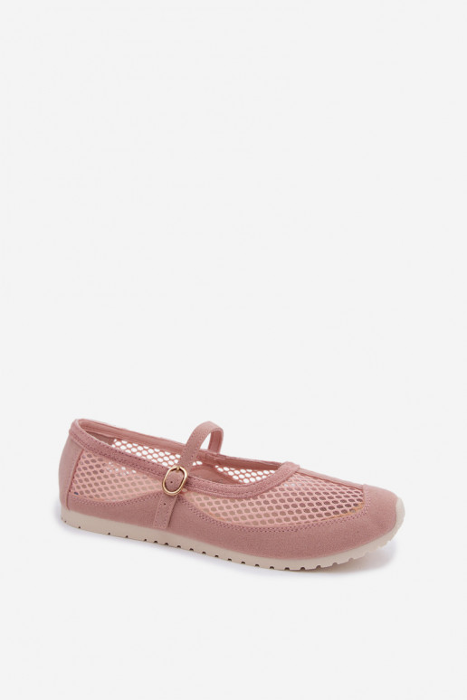 Ballerine in rete con cinturini rosa Chicca