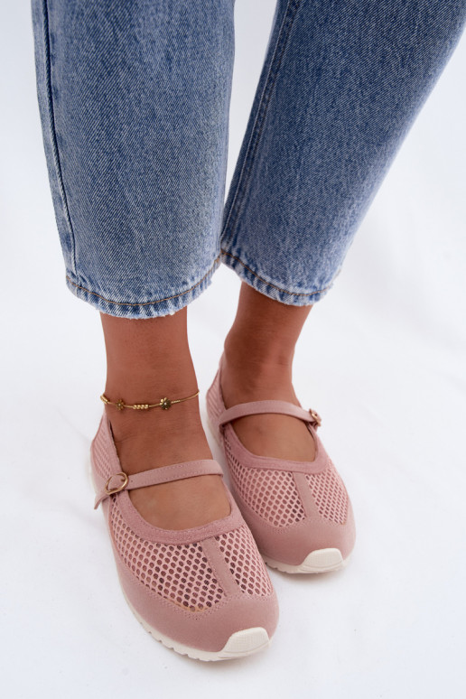 Ballerine in rete con cinturini rosa Chicca