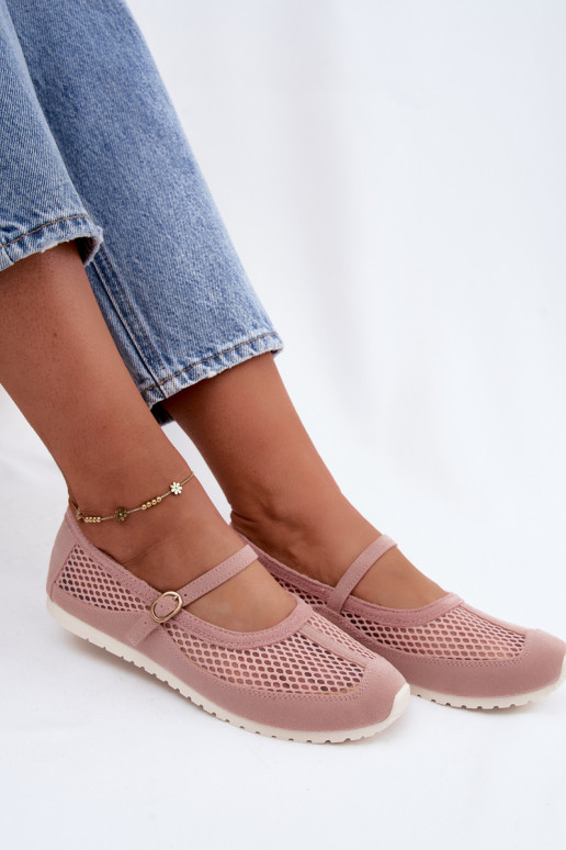 Ballerine in rete con cinturini rosa Chicca