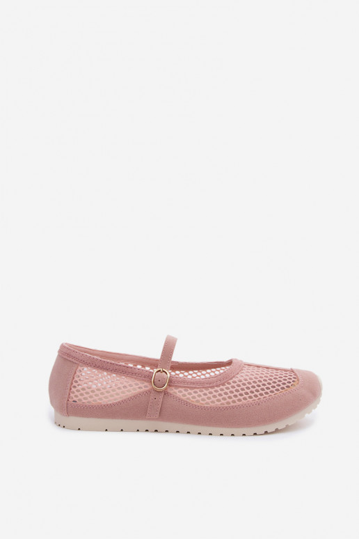 Ballerine in rete con cinturini rosa Chicca