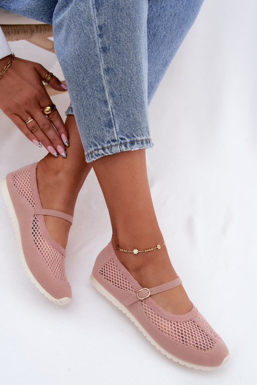 Ballerine in rete con cinturini rosa Chicca