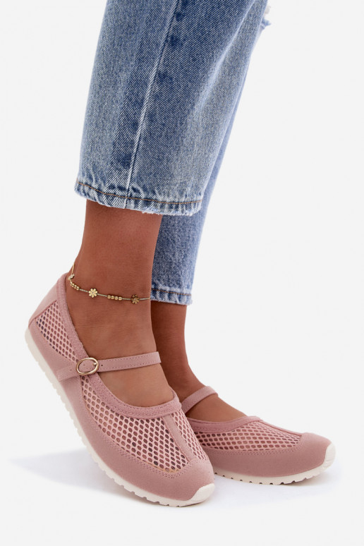 Ballerine in rete con cinturini rosa Chicca