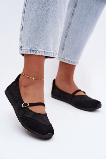 Ballerine in stile sportivo con cinturini neri Charmy
