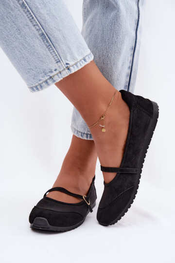 Ballerine in stile sportivo con cinturini neri Charmy 2