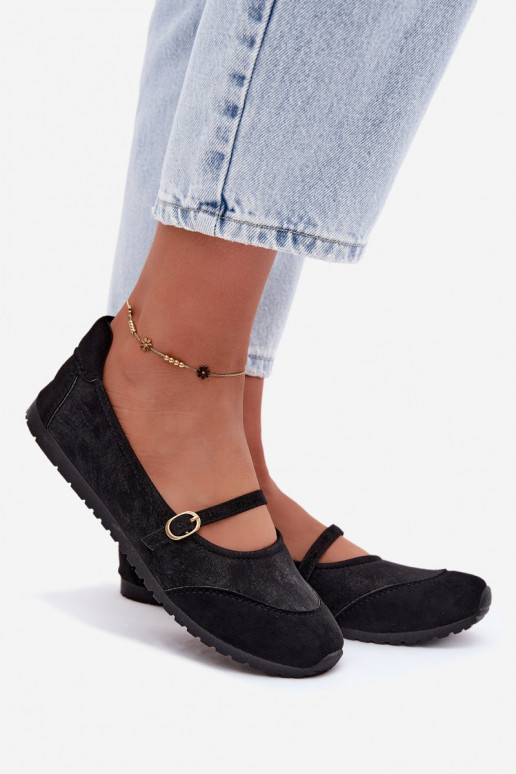 Ballerine in stile sportivo con cinturini neri Charmy