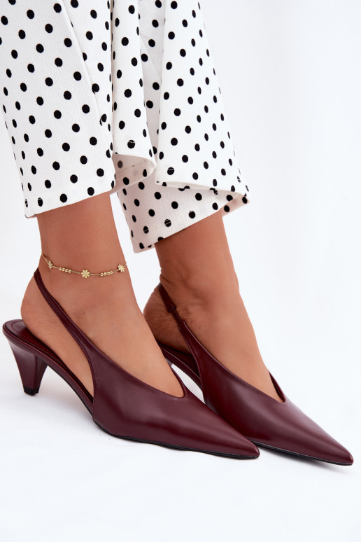 Sandali con tacco in ecopelle bordeaux Sapphire