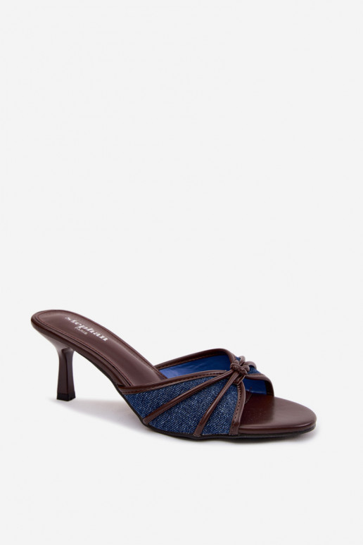 Ciabatte da donna con tacco sottile in tessuto denim Orchidia