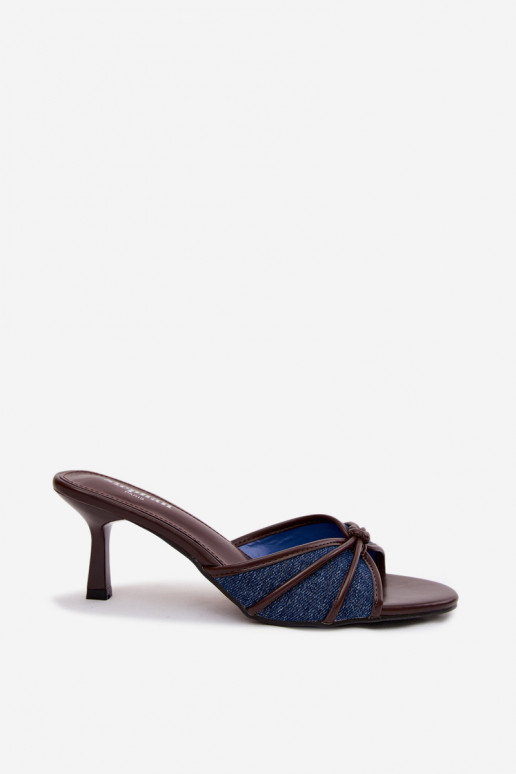 Ciabatte da donna con tacco sottile in tessuto denim Orchidia