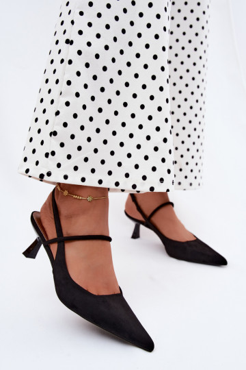 Sandali da donna con tacco in suede sintetico nero Tai turirshia