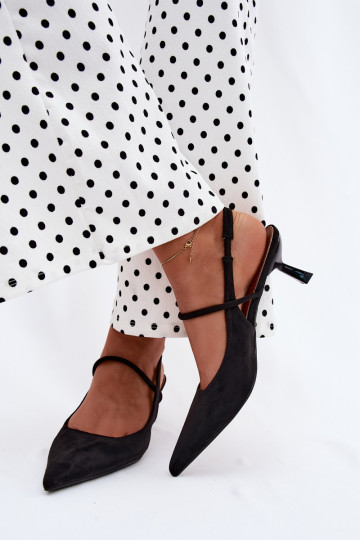 Sandali da donna con tacco in suede sintetico nero Tai turirshia 2