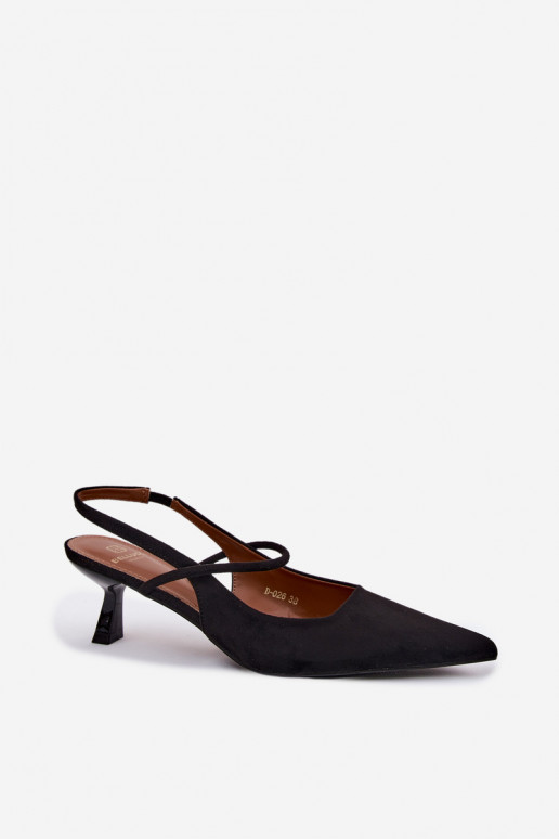Sandali da donna con tacco in suede sintetico nero Tai turirshia