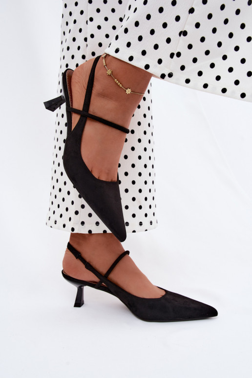 Sandali da donna con tacco in suede sintetico nero Tai turirshia