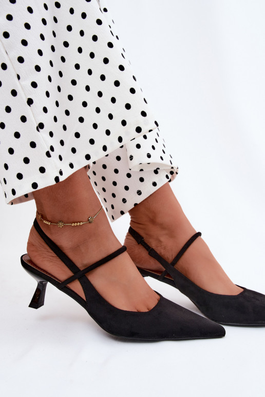 Sandali da donna con tacco in suede sintetico nero Tai turirshia