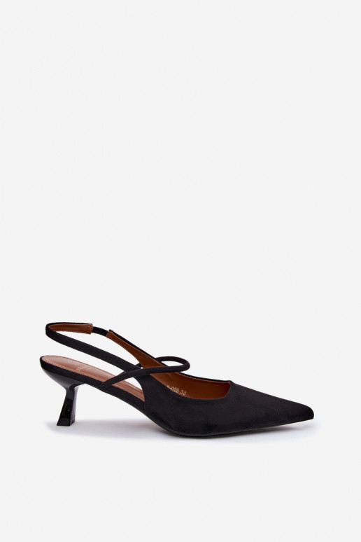 Sandali da donna con tacco in suede sintetico nero Tai turirshia
