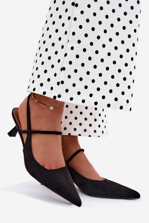 Sandali da donna con tacco in suede sintetico nero Tai turirshia