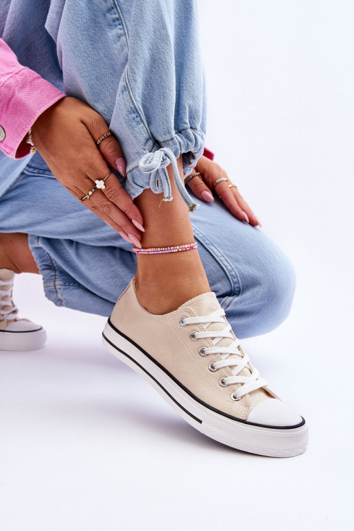 Sneakers basse classiche da donna in avorio Vegas