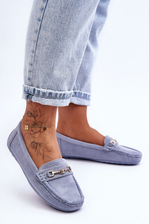 Mocassini classici blu in suede da donna Corinell