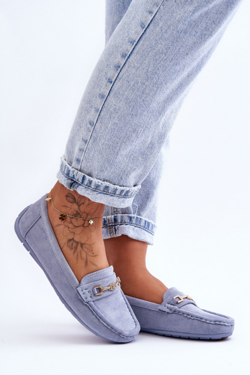 Mocassini classici blu in suede da donna Corinell