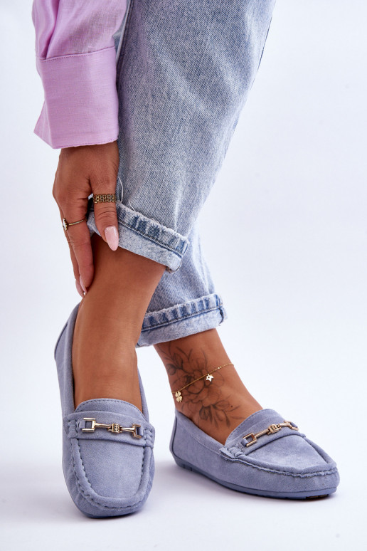 Mocassini classici blu in suede da donna Corinell