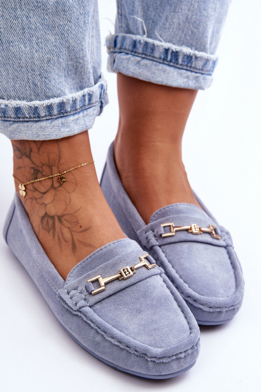 Mocassini classici blu in suede da donna Corinell