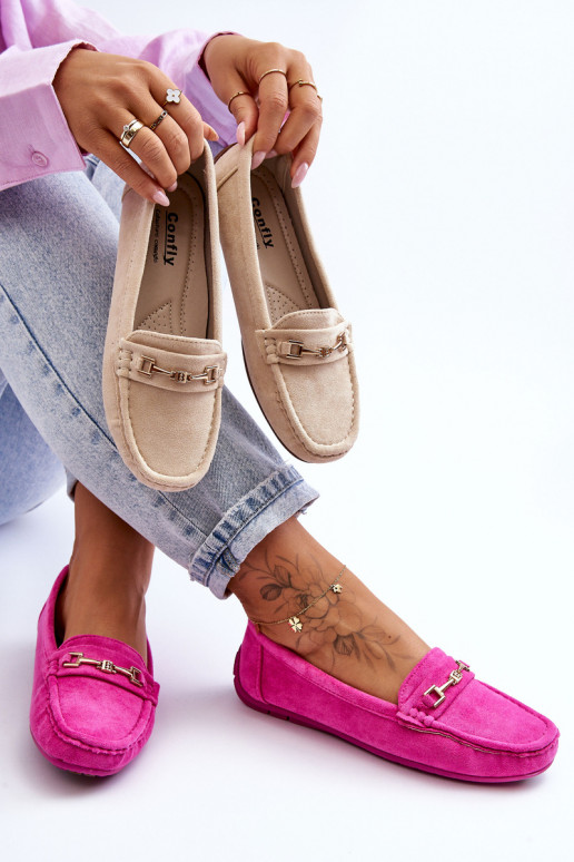 Mocassini classici rosa in suede da donna Corinell