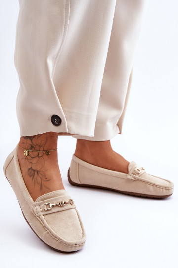 Mocassini classici sabbia in suede da donna Corinell