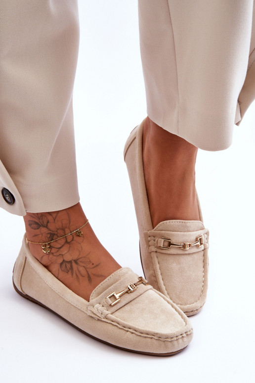 Mocassini classici sabbia in suede da donna Corinell