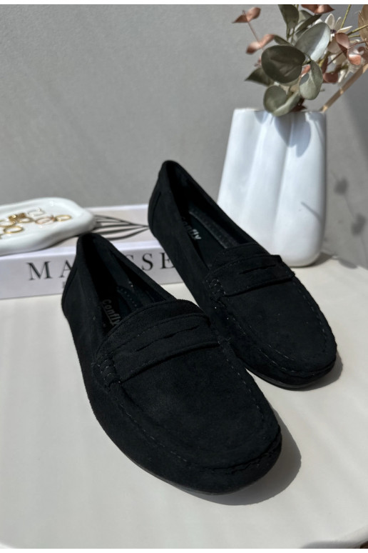 Mocassini eleganti neri in suede Lenvie