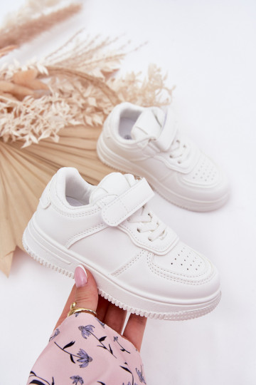 Sneakers bianchi per bambini in ecopelle Liora