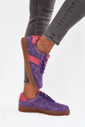 Sneakers viola in suede da donna Vinceza 79576